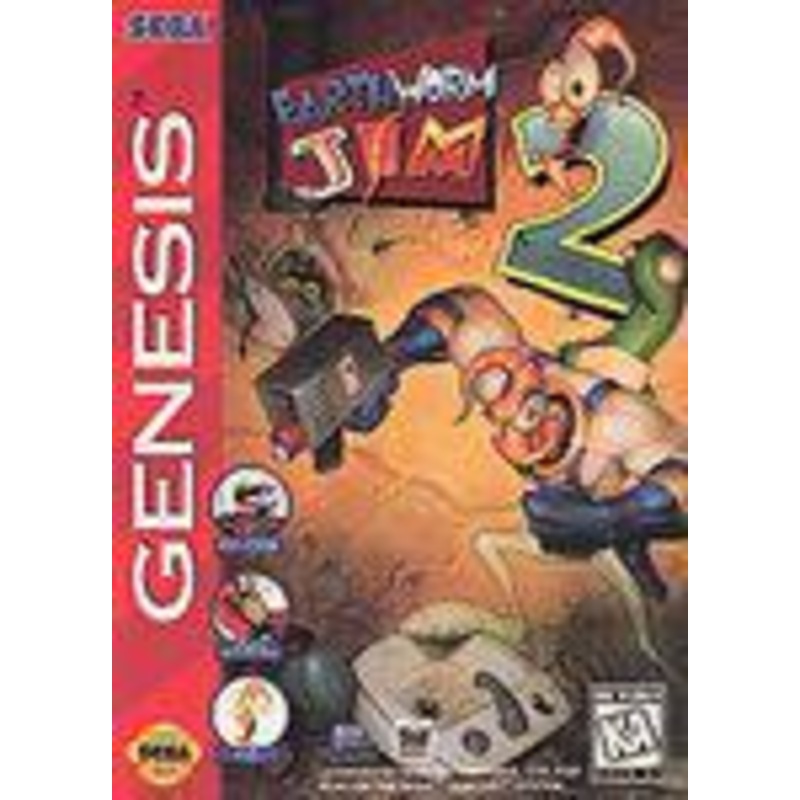 Earthworm Jim 2 Genesis Used Cartridge, Case & Manual