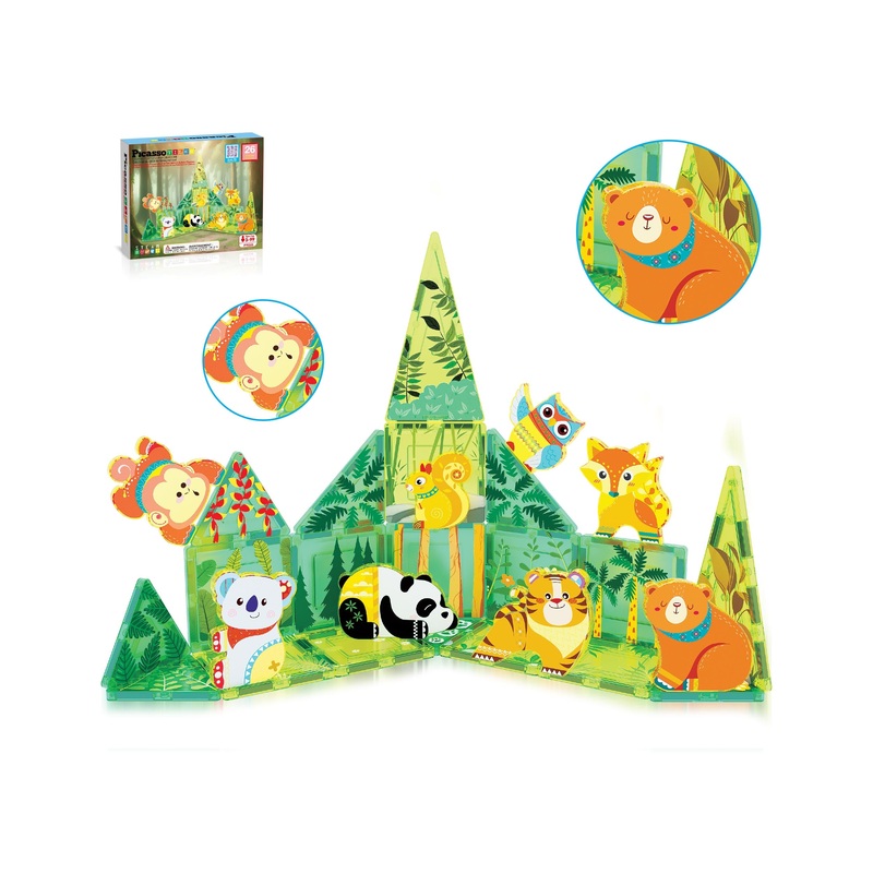26 Piece Forest Animal Magnet Tile Building Blocks Set