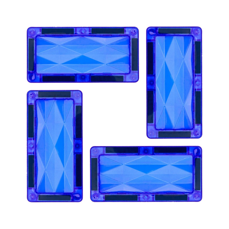 4 Piece Blue Rectangle Prism Surface Magnet Tiles