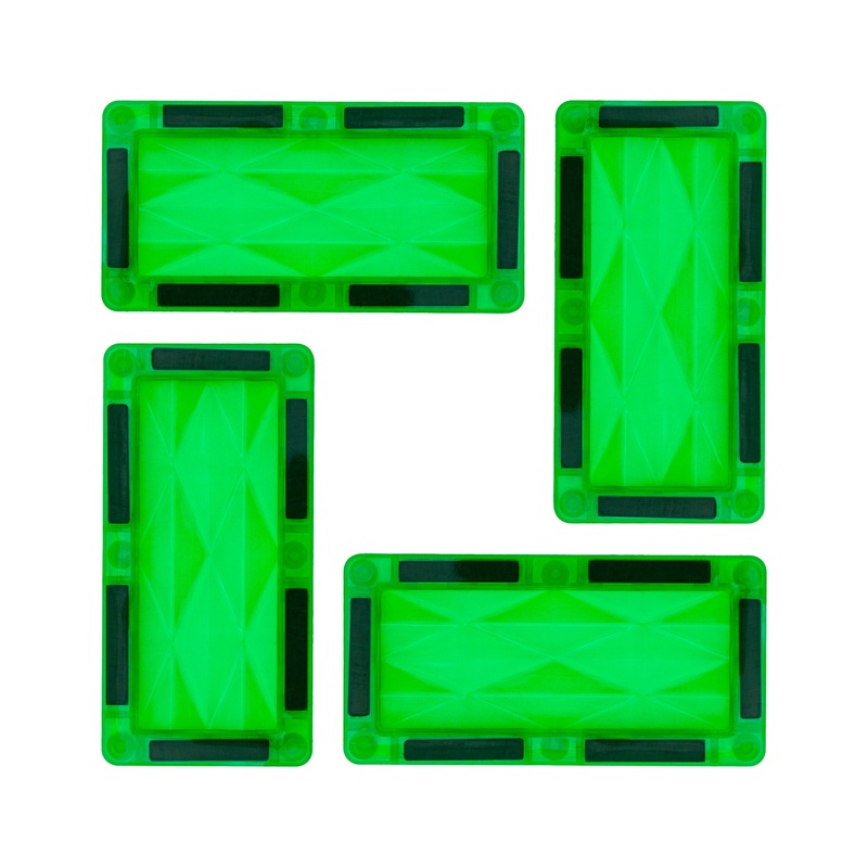 4 Piece Green Rectangle Prism Surface Magnet Tiles