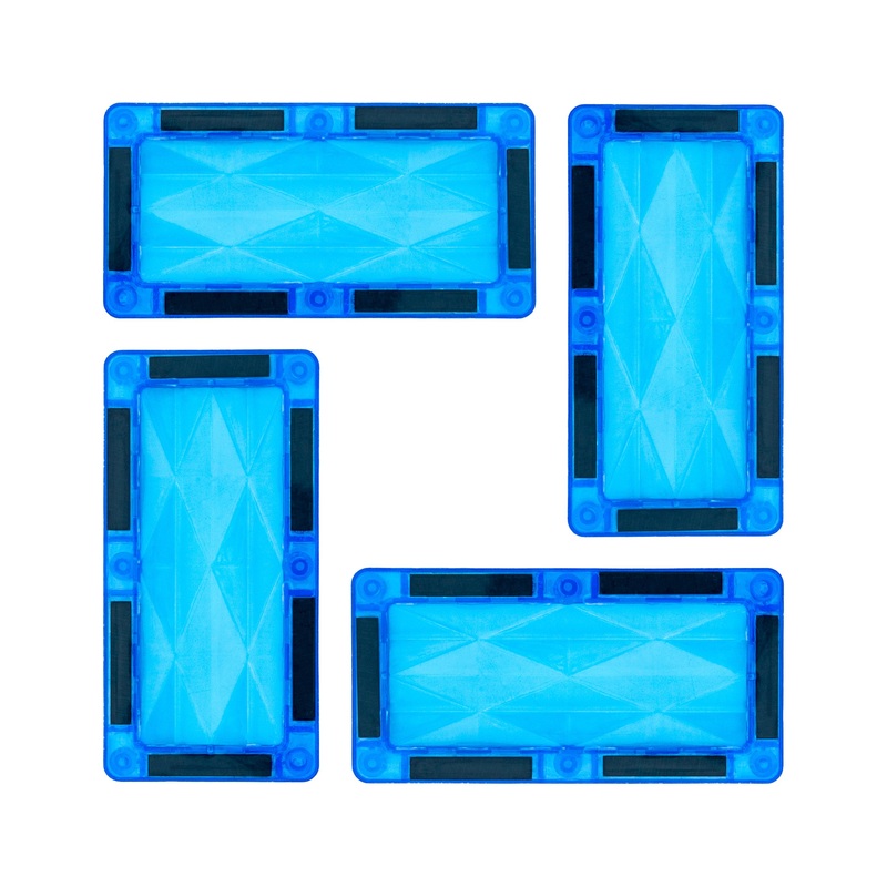 4 Piece Light Blue Rectangle Prism Surface Magnet Tiles