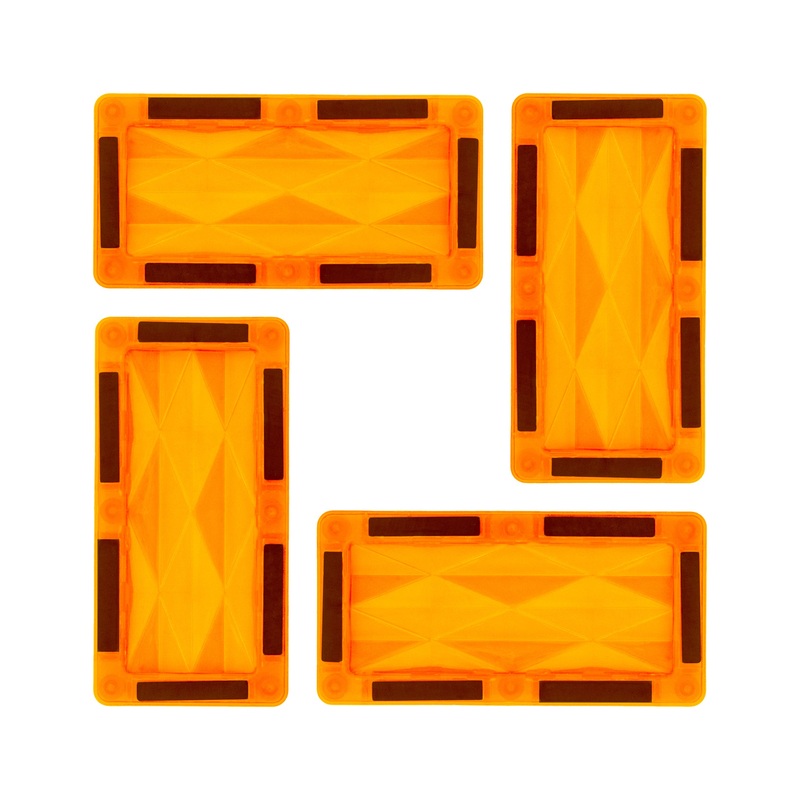 4 Piece Orange Rectangle Prism Surface Magnet Tiles