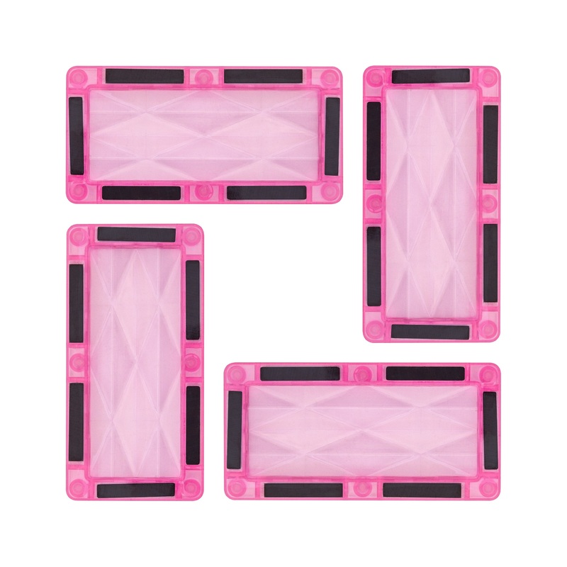 4 Piece Pink Rectangle Prism Surface Magnet Tiles