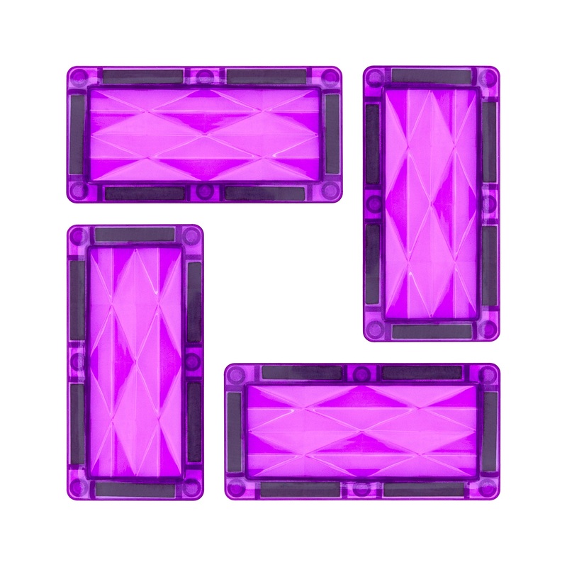 4 Piece Purple Rectangle Prism Surface Magnet Tiles