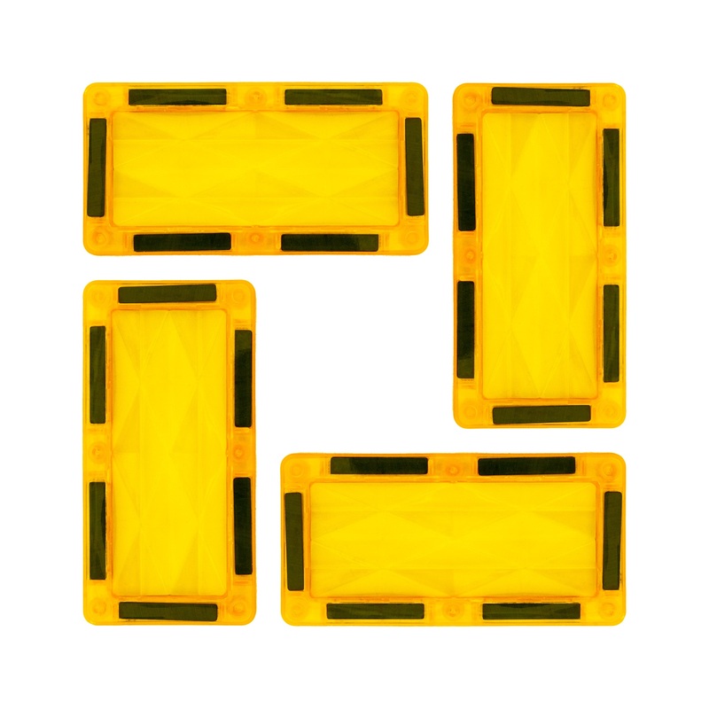 4 Piece Yellow Rectangle Prism Surface Magnet Tiles