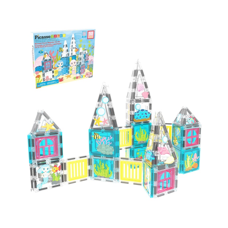 50 Piece Mermaid Magnetic Tile  Building Blocks Set
