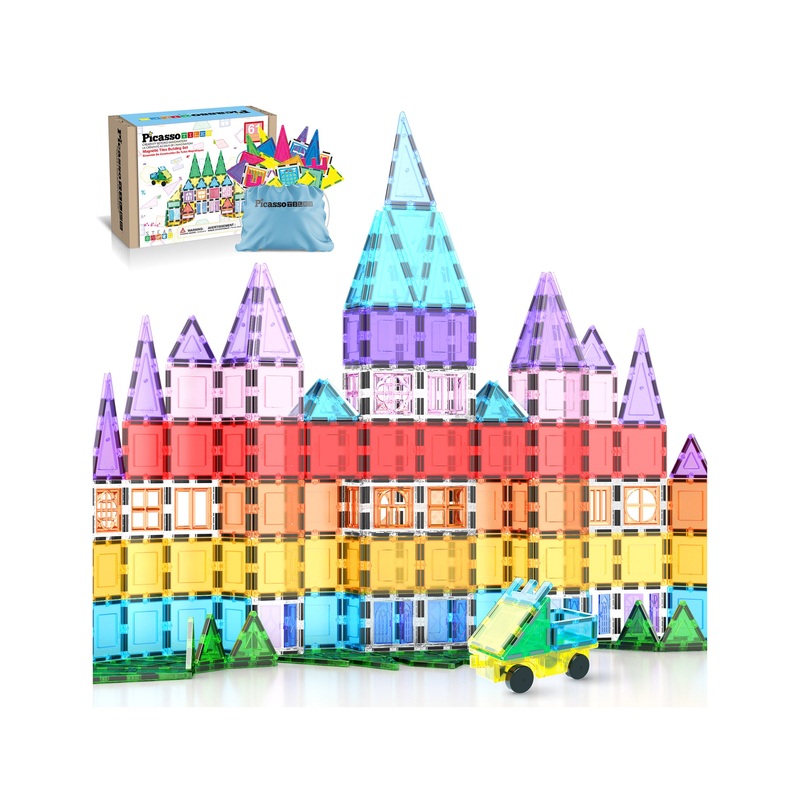 61-Piece Magnetic Building Blocks Set  STEM Toy with Storage Bag