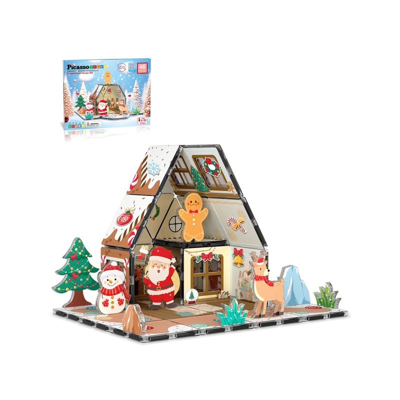 Magnetic Gingerbread House Building Set – 46 Pieces