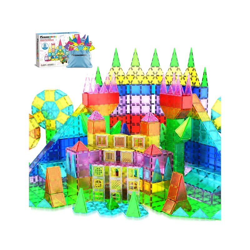 Magnetic Tile Set with Windows, Doors, and Storage Bag – 101 Pieces