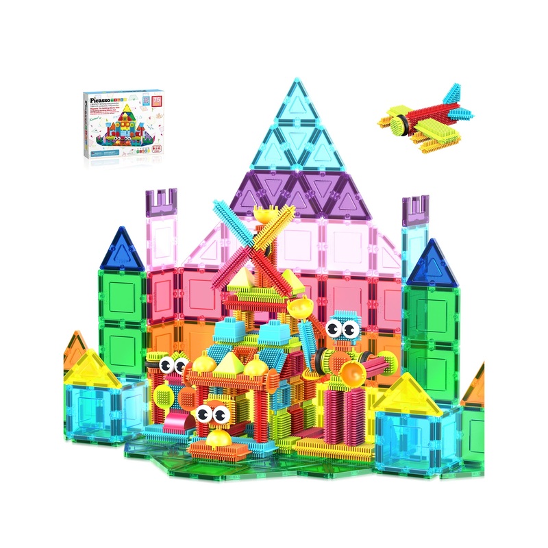 Magnetic Tiles and Soft Hedgehog Building Block Set – 75 Pieces