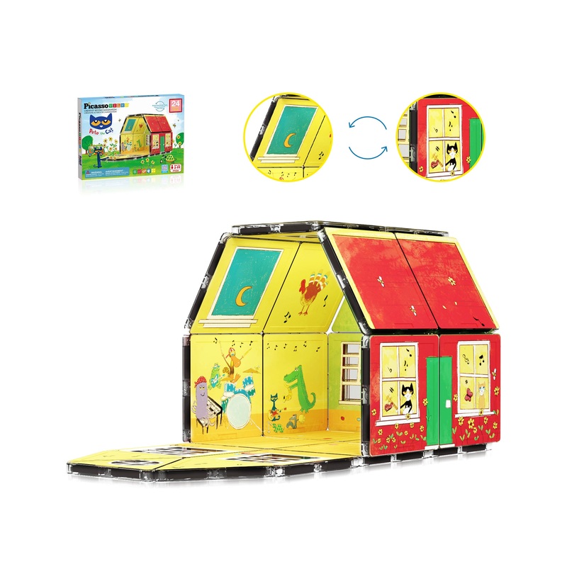 Pete The Cat Magnetic Tile House – 24 Pieces