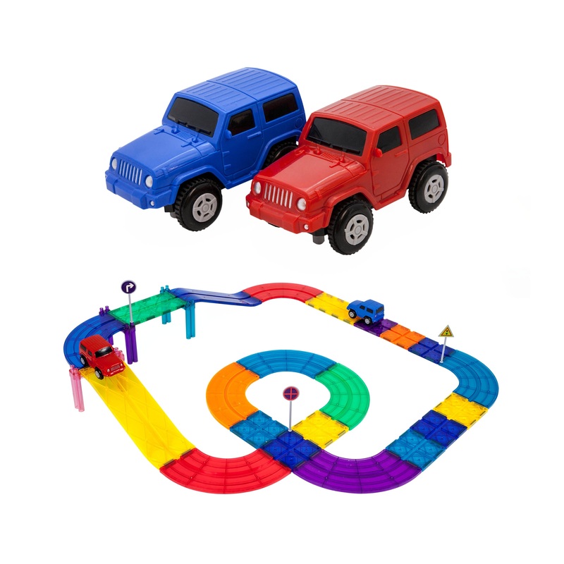 Race Car Track Building Set with Trucks